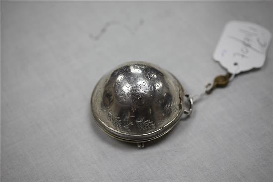 A Victorian silver triple cased keywind verge pocket watch made for the Turkish market, by Edward Prior, London,